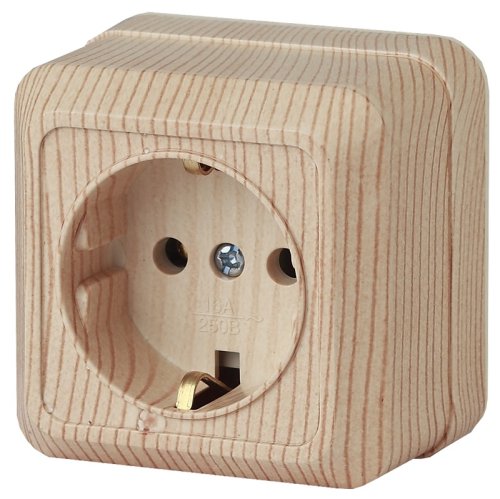 Розетка с заземлением накладная Эра Intro Quadro 1-м. сосна картинка